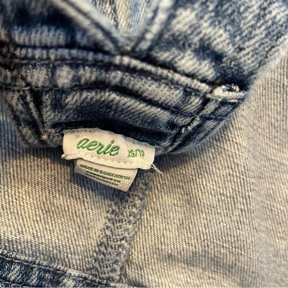 Aerie Denim Shortall in a Medium Indigo Wash Super Soft Women’s Size XS - Picture 6 of 7